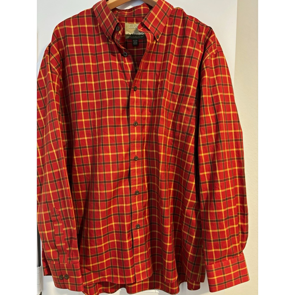 Cabela's Outfitter Series Men's Plaid Cotton Shirt 2XL cabincore classiccore
